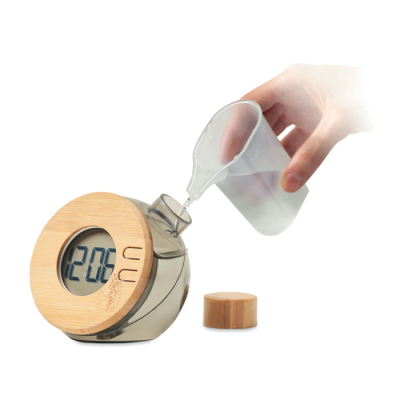 WATER POWERED BAMBOO LCD CLOCK in Grey