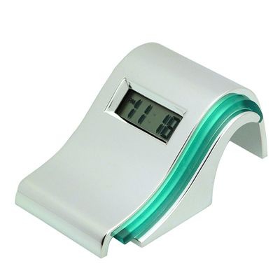 WAVE METAL DESK DIGITAL ALARM CLOCK in Silver