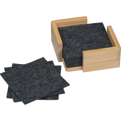 15 FELT COASTERS in Bamboo Stand in Anthracite Grey