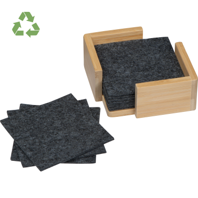 15 FELT COASTERS in Bamboo Stand in Anthracite Grey