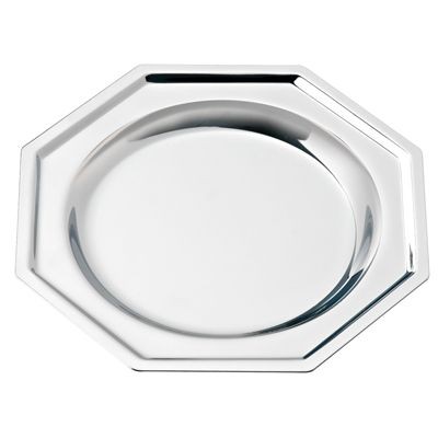 OCTAGONAL SILVER CHROME METAL COASTER