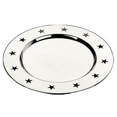SHINY SILVER METAL COASTER with Cut Out Star Design