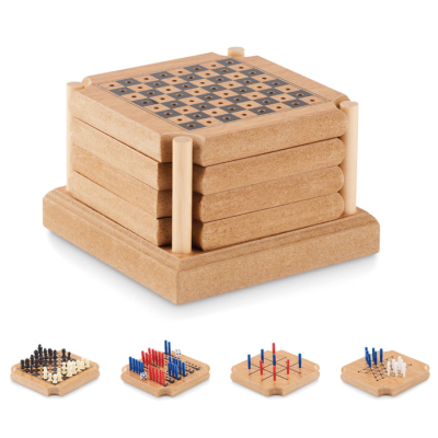 4-PIECE COASTER GAME SET in Brown