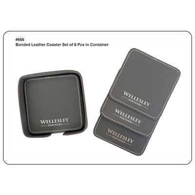 BONDED LEATHER COASTER SET OF 6 PCS in Container