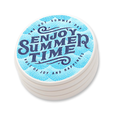 CERAMIC POTTERY COASTER ROUND SETS OF 4