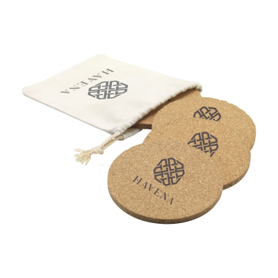 CORK COASTER SET in Naturel