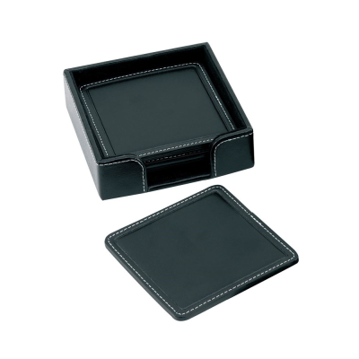 SANDRINGHAM NAPPA LEATHER SQUARE COASTER SET