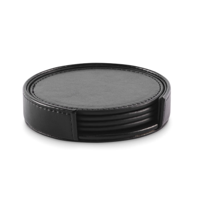SET OF 4 PU COASTERS in Black
