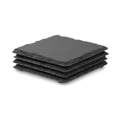 SLATE COASTERS with Eva Bottom in Black