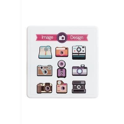 SOLID PLASTIC SQUARE COASTER with Shallow Profile & Full Colour Digital Print to Front Face