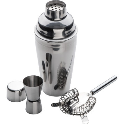 SILVER CHROME EFFECT COCKTAIL SHAKER SET