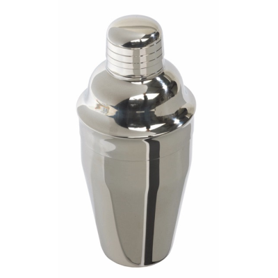 STAINLESS STEEL METAL COCKTAIL SHAKER HAPPY HOUR, APPROX