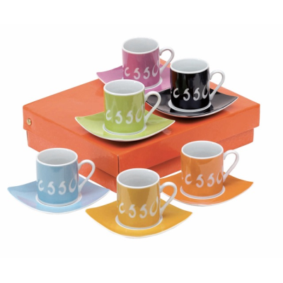 ESPRESSO SET LA DOLCE VITA CONSISTS OF 6 CUP with Saucers, Packed in Gift Box