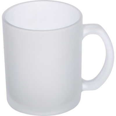 GLASS COFFEE MUG with White Translucent Finish