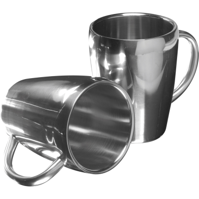 RECYCLED SET OF TWO STEEL MUG SET in Silver