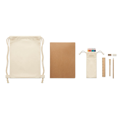 CHILDRENS DRAWING SET in Drawstring in Brown