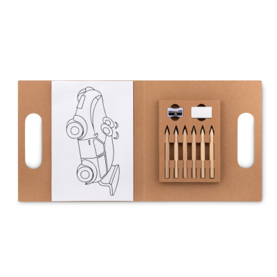 COLOURING SET with 6 Pencil Set in Brown