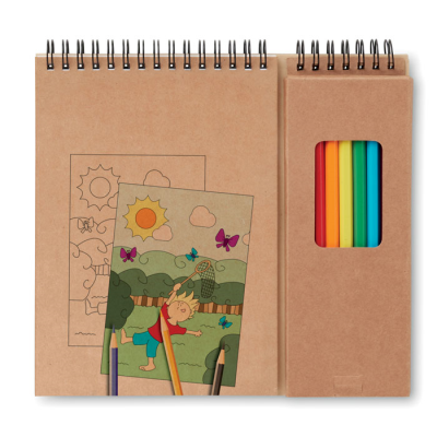 COLOURING SET with Note Pad in Brown