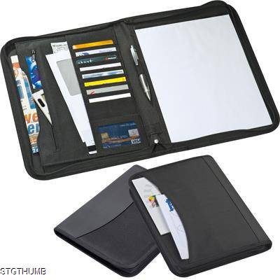 A4 ZIP AROUND CONFERENCE FOLDER in Black