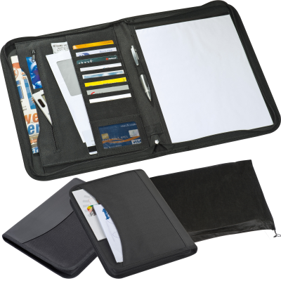 A4 ZIP AROUND CONFERENCE FOLDER in Black