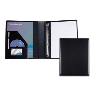 BLACK BELLUNO PU A4 RING BINDER