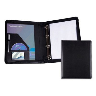 BLACK BELLUNO ZIP RING BINDER