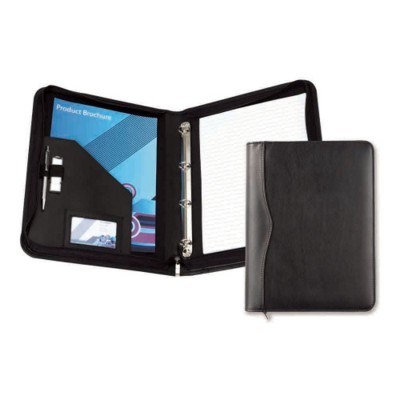 BLACK HOUGHTON PU A4 ZIP RING BINDER