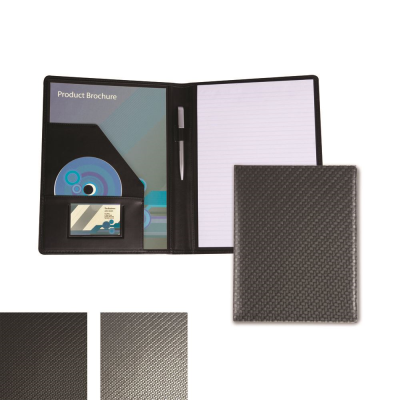 CARBON FIBRE TEXTURED PU A4 CONFERENCE FOLDER