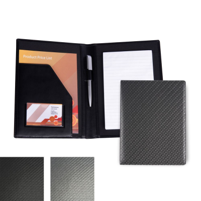 CARBON FIBRE TEXTURED PU A5 CONFERENCE FOLDER