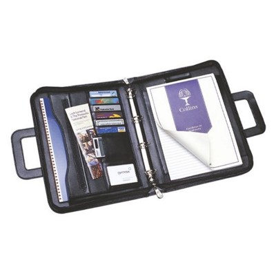 COLLINS PU CONFERENCE FOLDER with Retractable Handles in Black