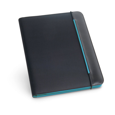 FITZGERALD A4 FOLDER in PU & 800D with Lined Pages in Light Blue