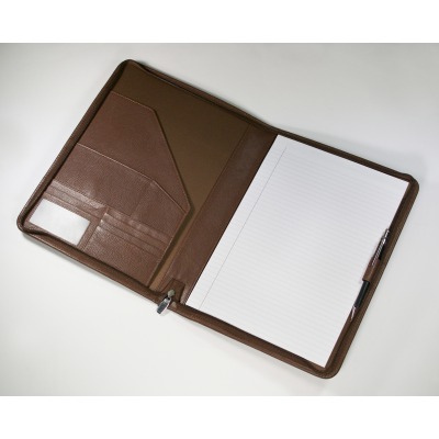 MELBOURNE A4 ZIP FOLDER IN BROWN