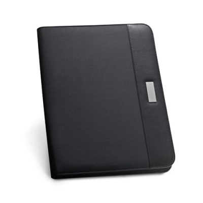 PASZO 4 FOLDER in PU & Microfibre with Lined Sheet Pad in Black