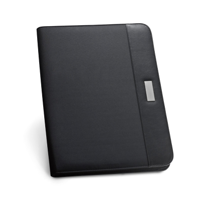 PASZO PU AND MICROFIBRE A4 FOLDER with Lined Pages in Black