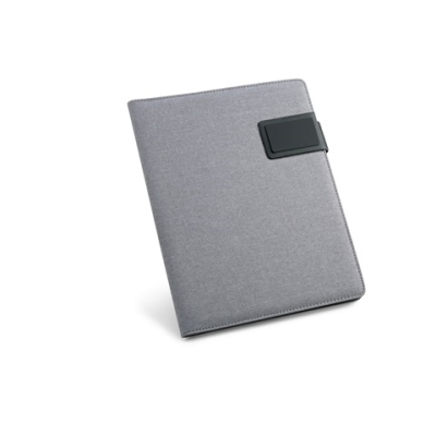 PYNCHON A5 FOLDER in Imitation Linen & PU Lined x Sheet in Pale Grey