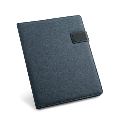RIORDAN A4 FOLDER in Imitation Linen & PU with Lined Pages in Blue