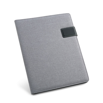 RIORDAN A4 FOLDER in Imitation Linen & PU with Lined Pages in Pale Grey