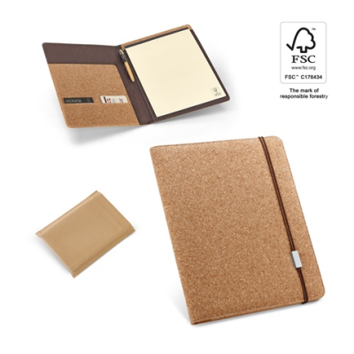 SERPA A4 CORK FOLDER with a Cube Block of Plain Pages