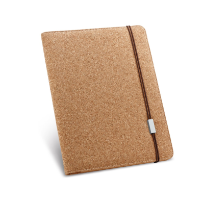 SERPA A4 CORK FOLDER with a Cube Block of Plain Pages in Natural
