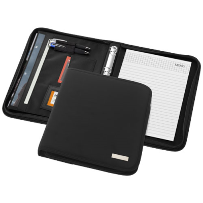 STANFORD DELUXE A4 ZIPPERED PORTFOLIO in Solid Black
