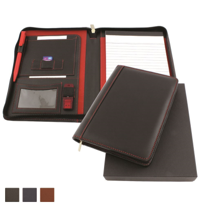 TRIM SANDRINGHAM NAPPA LEATHER ZIP A5 CONFERENCE FOLDER