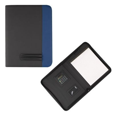 ZIP AROUND PU CONFERENCE FOLDER in Blue & Black