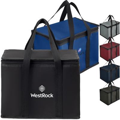 600D THERMAL INSULATED ZIPPER CLOSURE LUNCH BAG with Double Handles