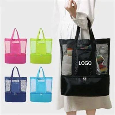 BEACH TOTE with Thermal Insulated Cooler & Pocket
