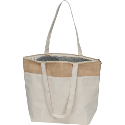 COOL BAG MADE OF 200G COTTON AND LAMINATED JUTE in Beige