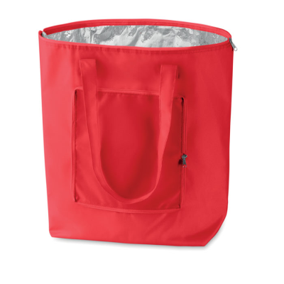 FOLDING COOLER SHOPPER TOTE BAG in Red