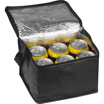 NON-WOVEN COOLING BAG - 6 CANS in Black