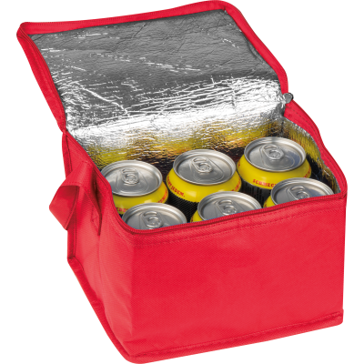 NON-WOVEN COOLING BAG - 6 CANS in Red