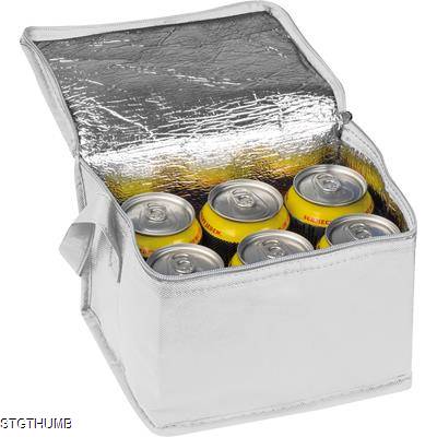 NON-WOVEN COOLING BAG - 6 CANS in White