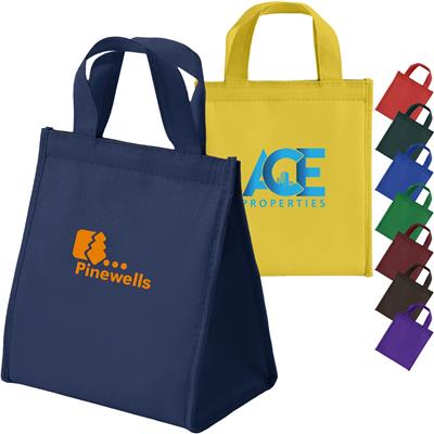 NON-WOVEN THERMAL INSULATED LUNCH TOTE BAG with Self Fabric Handles